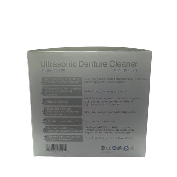 Isonic Ultrasonic Denture Cleaner F3900 0.2L 42000 Hz 20W Auto Shutoff - Picture 4 of 6